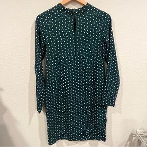 Rolla’s green and white ditsy floral polka dot long sleeve mini dress small